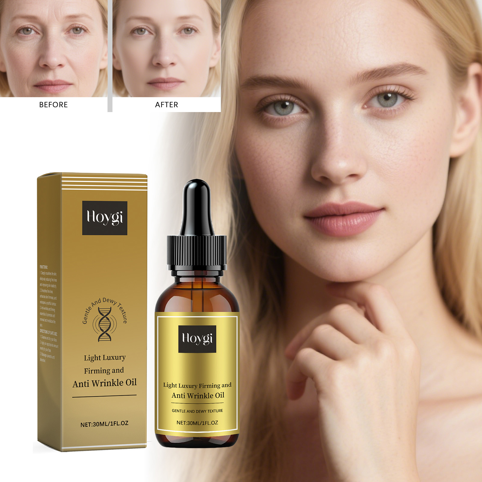 Luxury Natural Skincare - Minyak Perawatan Wajah Pengencang, Anti Kerut,