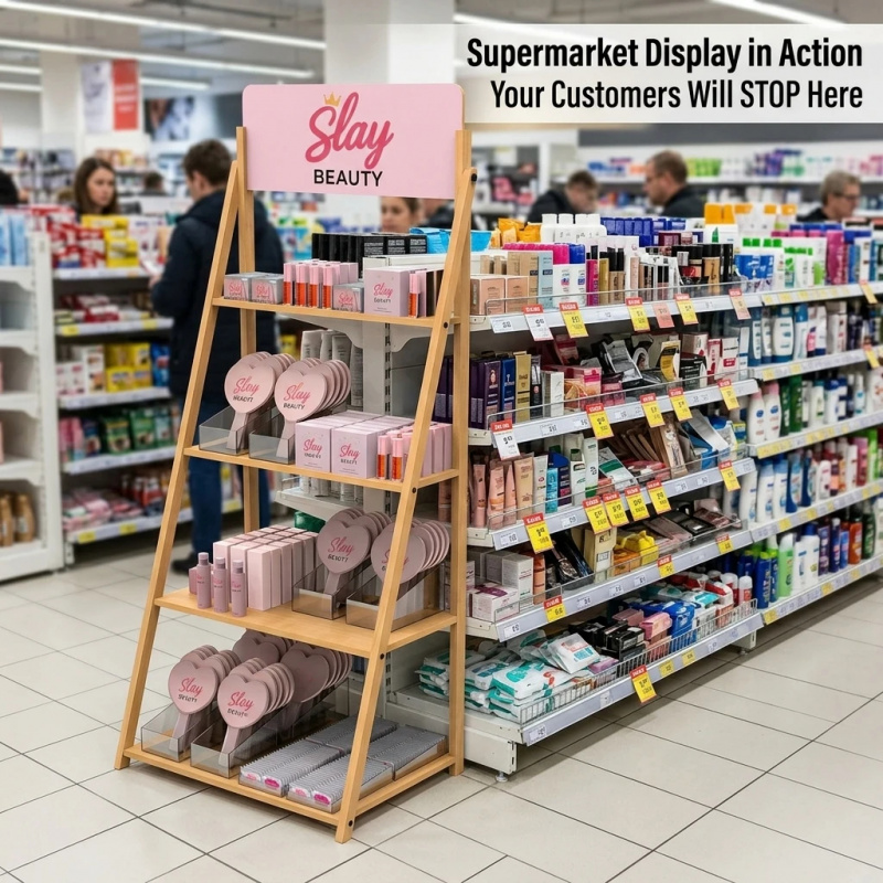 Rak Display Kosmetik Kayu Mewa - Luxury Skincare Retailers ulasan dan harga